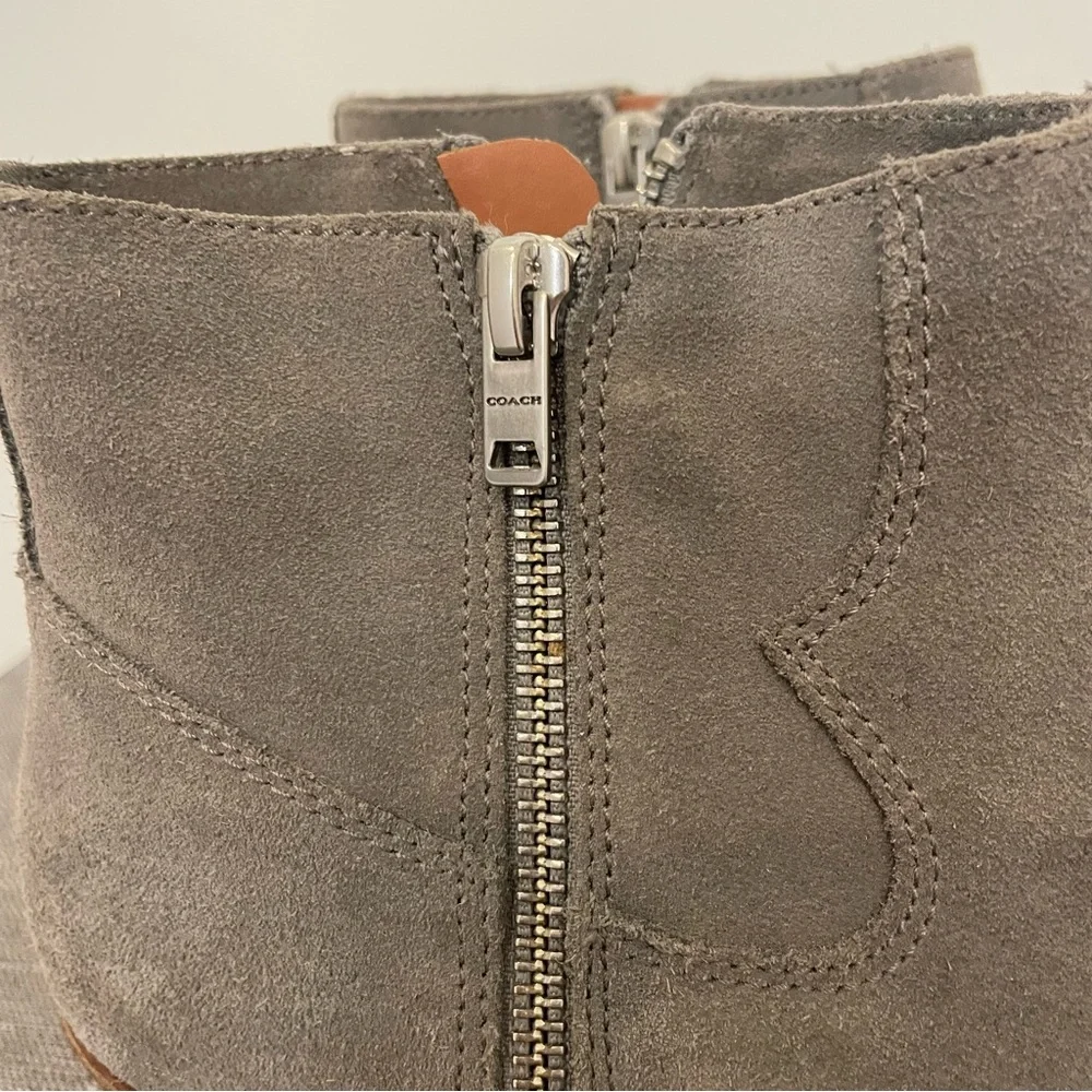COACH Dani Suede Ankle Boot Western Style - Gray Size 8.5 - Picture 6 of 13